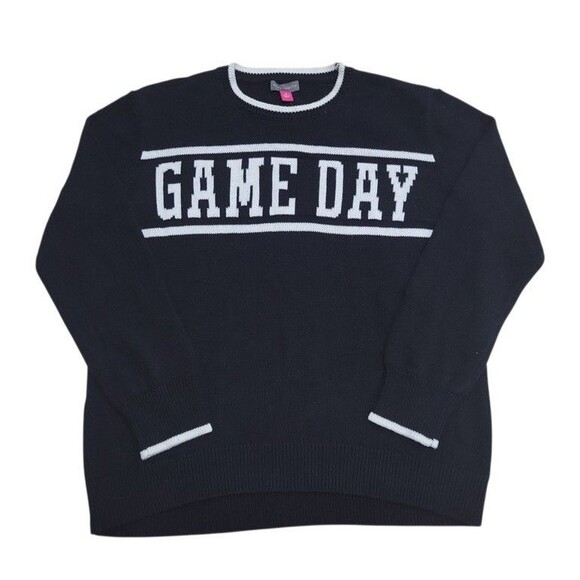 NWT Vince Camuto Women's Game Day Crewneck Sweater Size Large Black - Picture 7 of 9